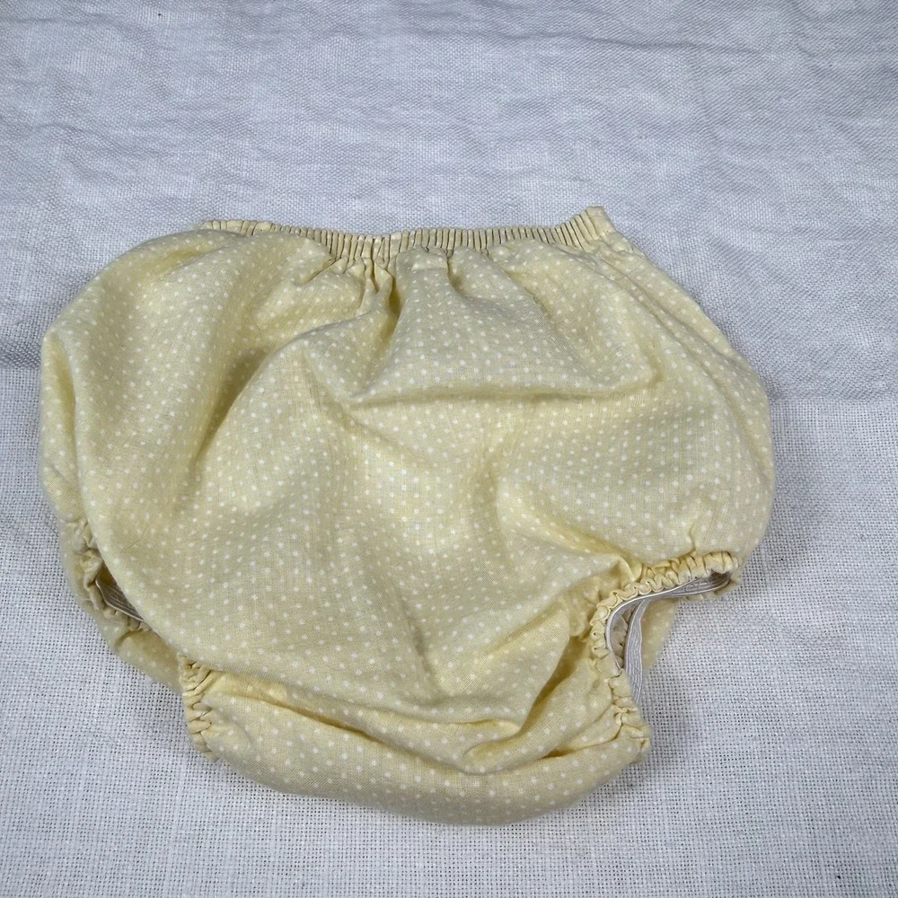 Baby Bloomers 0-3 Mos Butter Yellow White Polka Dot Ruffle Vintage Cottagecore